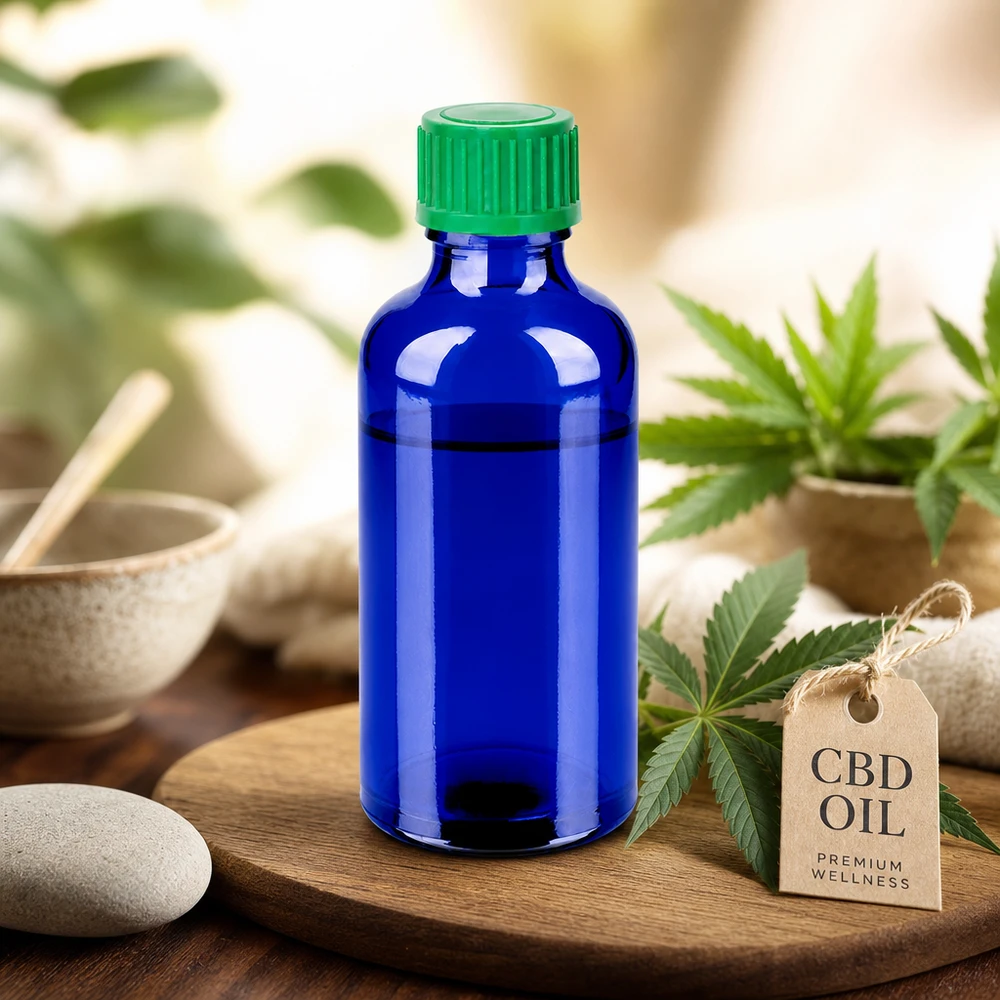 Flacone contagocce da 50 ml 0,8 mm verde STD BlueLine UT18/50 Flacone contagocce UT18/50 in vetro blu fotoprotetto per principi attivi sensibili ai raggi UV