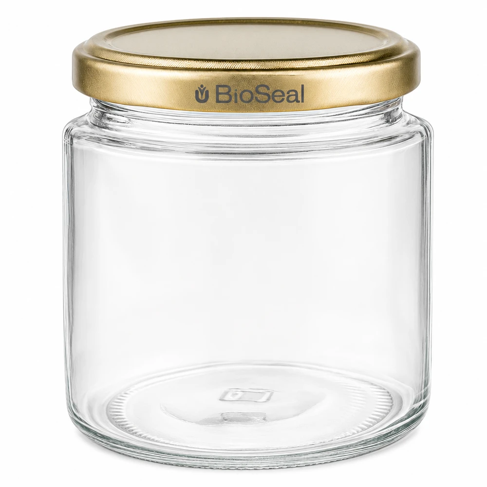 Vasetto per miele da 350 g con capsula dorata BioSeal UNiTWIST Vasetto per miele da 350 g con capsula dorata BioSeal UNiTWIST