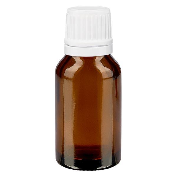 Bottiglia da farmacia marrone 15ml con tappo contagocce. 1,2 mm bianco OV Bottiglia da farmacia marrone 15ml con tappo contagocce. 1,2 mm bianco OV