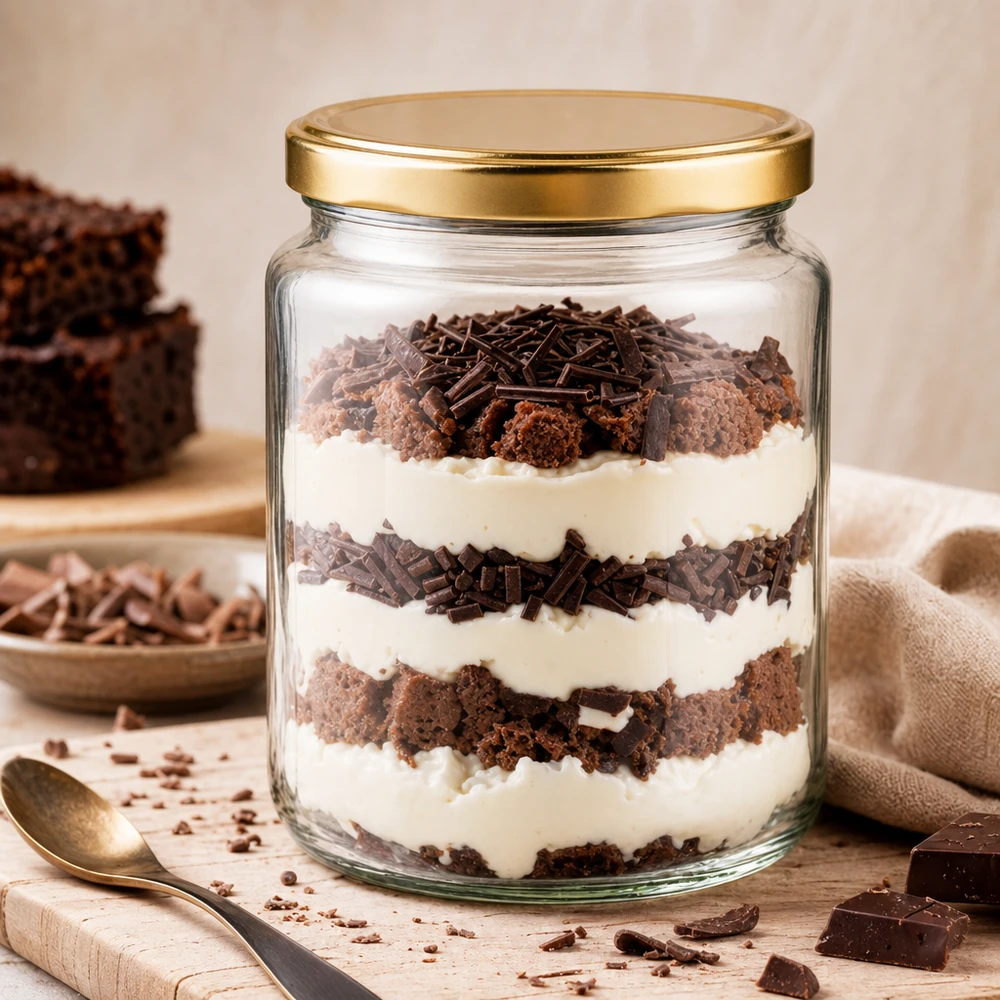 Vasetto per miele da 450 g con capsula dorata BasicSeal UNiTWIST 450 g vasetto di miele BasicSeal come vasetto da dessert per tiramisù a strati con coperchio dorato uso creativo in cucina