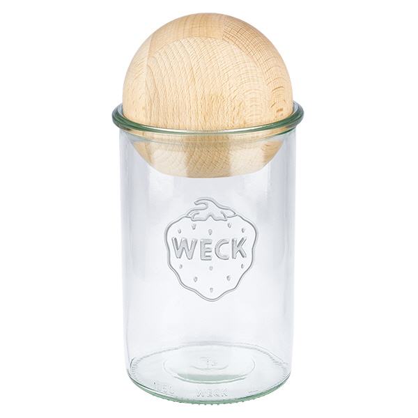 Bicchieri WECK RR100 da 1000 ml con sfera in legno di faggio