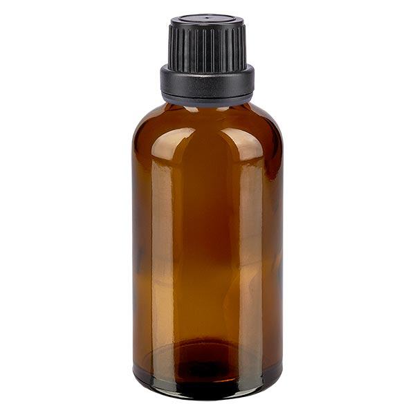 Flacone contagocce marrone da 50 ml OV nero/2mm ApoGlas