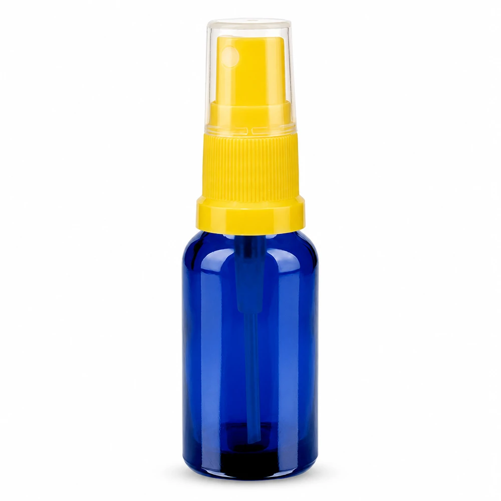 Flacone spray da 20 ml giallo/trasparente STD BlueLine UT18/20 Flacone spray in vetro di alta qualità da 20 ml con testina gialla per oli essenziali