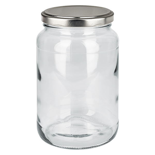 Barattolo rotondo da 1700ml + coperchio BasicSeal argento opaco UN..