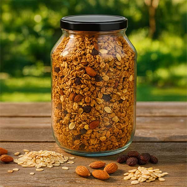 Barattolo rotondo da 2650 ml con coperchio BasicSeal nero UN...