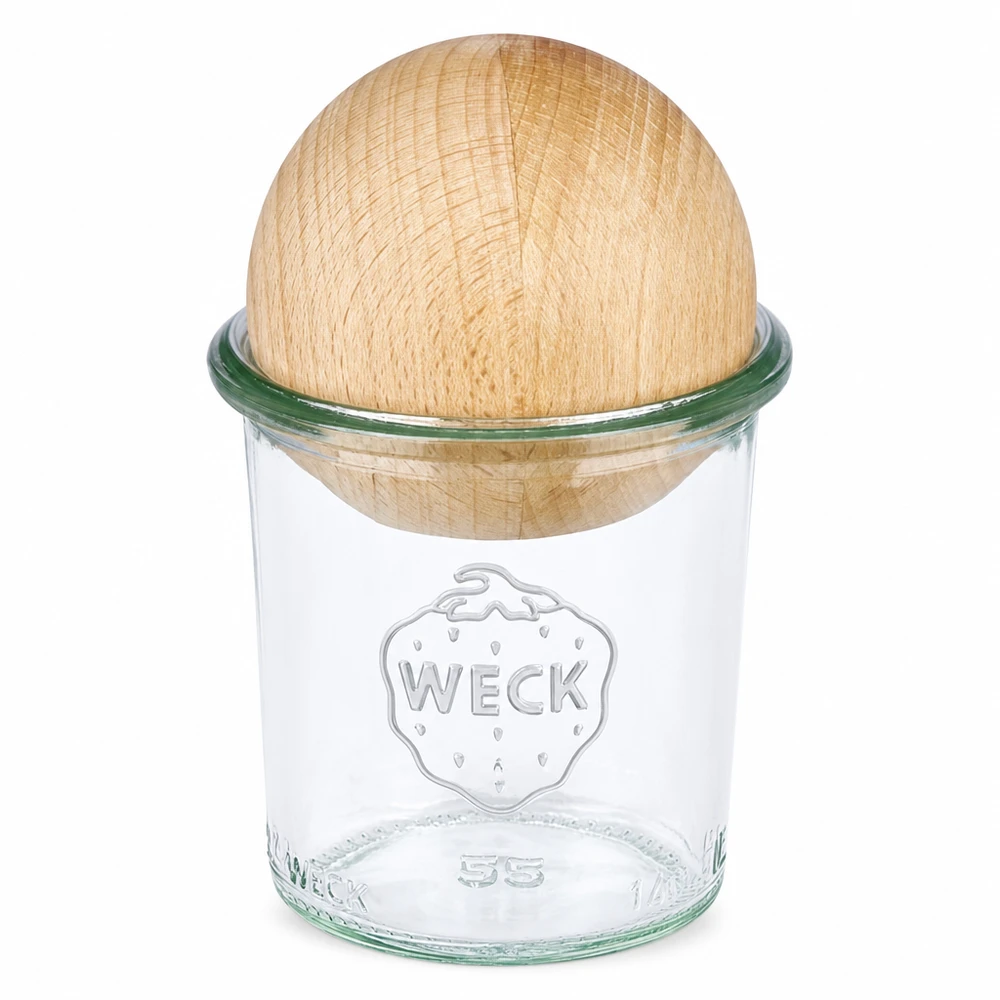 WECK 140ml RR60 vaso in muratura con coperchio in legno di faggio per la conservazione e il mantenimento