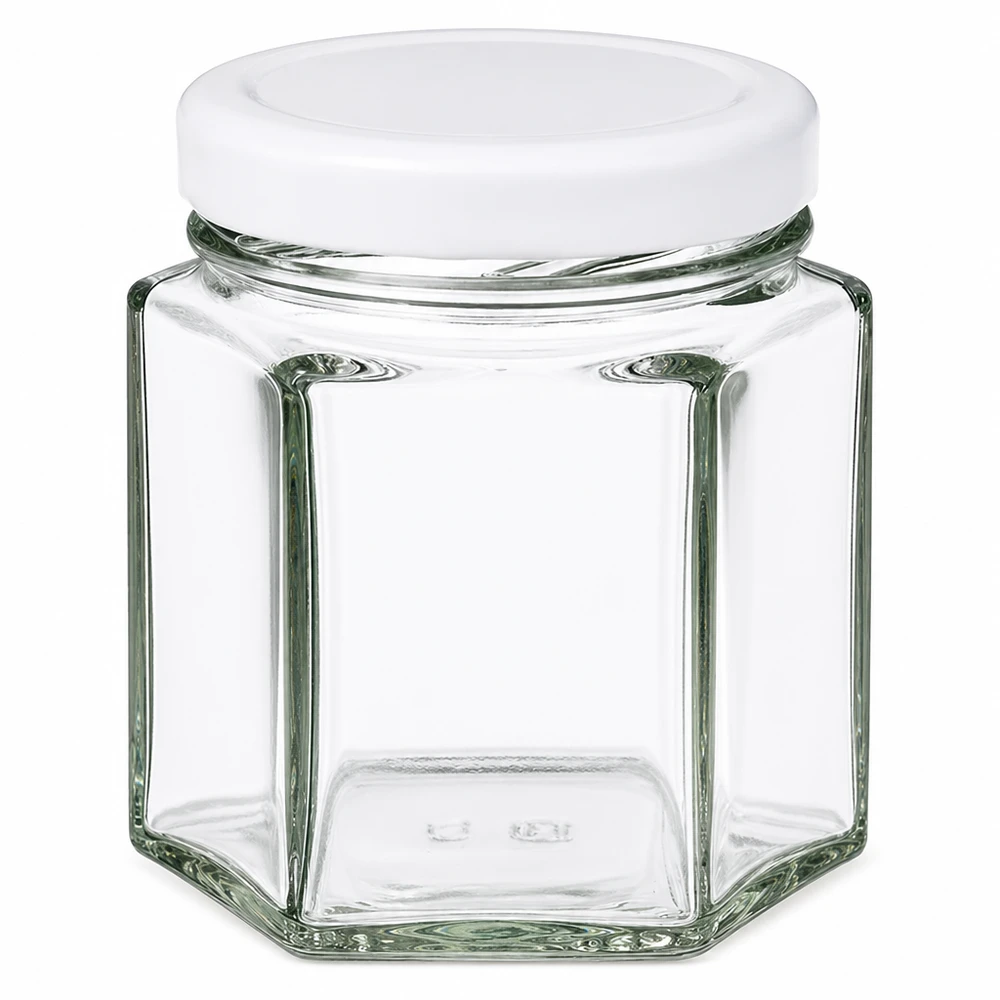 Barattolo hexa da 47 ml con coperchio BasicSeal bianco UNiTWIST Barattolo hexa da 47 ml con coperchio BasicSeal bianco UNiTWIST