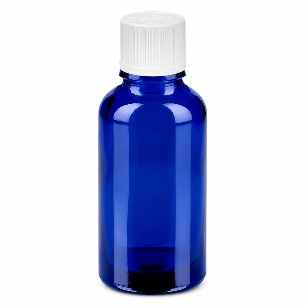 Bottiglia da 30ml 11mm SV w. STD KiSi BlueLine UT18/30 Flacone in vetro da 30 ml in elegante blu cobalto con tappo a vite di sicurezza