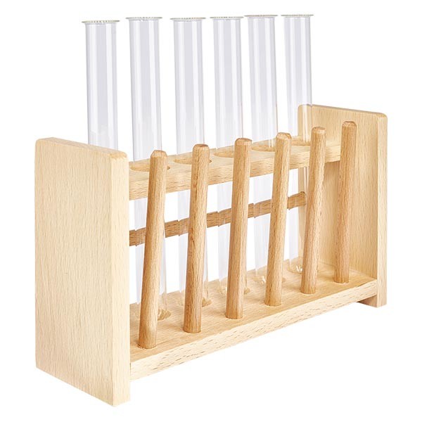 Portaprovette in legno con 6 provette più borosilicato 160x16 Portaprovette in legno con 6 provette più borosilicato 160x16