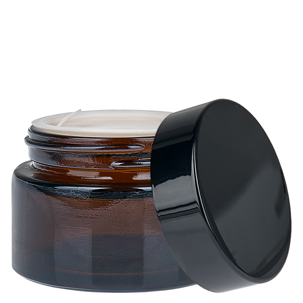 Vasetto di vetro da 30 ml marrone con coperchio con inserto UNiTWIST Vasetto di vetro da 30 ml marrone con coperchio con inserto UNiTWIST