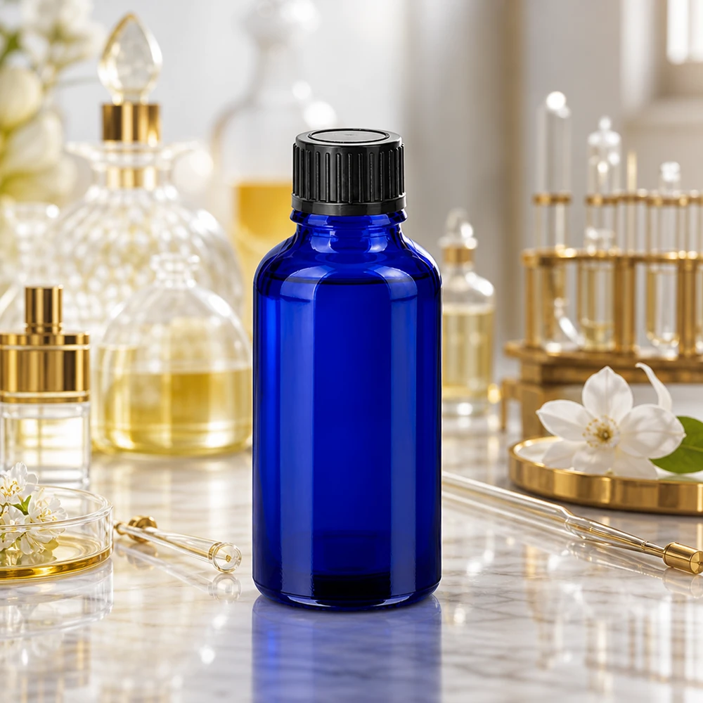 Bottiglia da 30ml 11mm SV nero STD BlueLine UT18/30 Flacone in vetro da 30 ml UT18/30 in intenso blu cobalto per la conservazione ottimale delle essenze naturali
