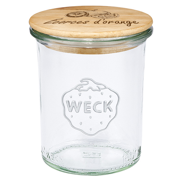 Cassetta in bois "Zestes d'orange" con verre plongean WECK