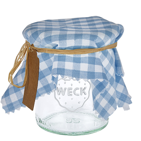 Centrino per gioielli in tessuto a quadretti blu chiaro da 15 cm di lato