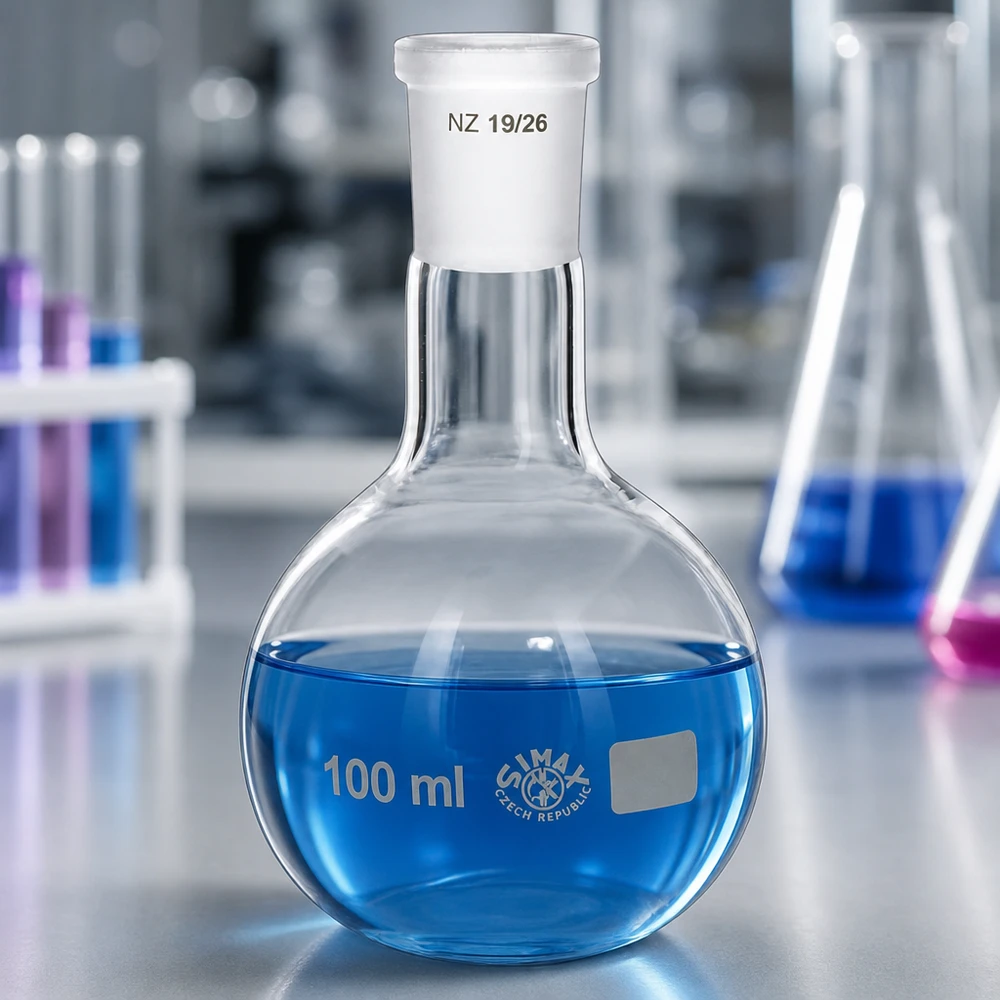 Fiaschetta da 100 ml con giunto standard smerigliato (19/26) Vetreria da laboratorio 100ml con base sferica - distribuzione ottimale del calore durante le reazioni