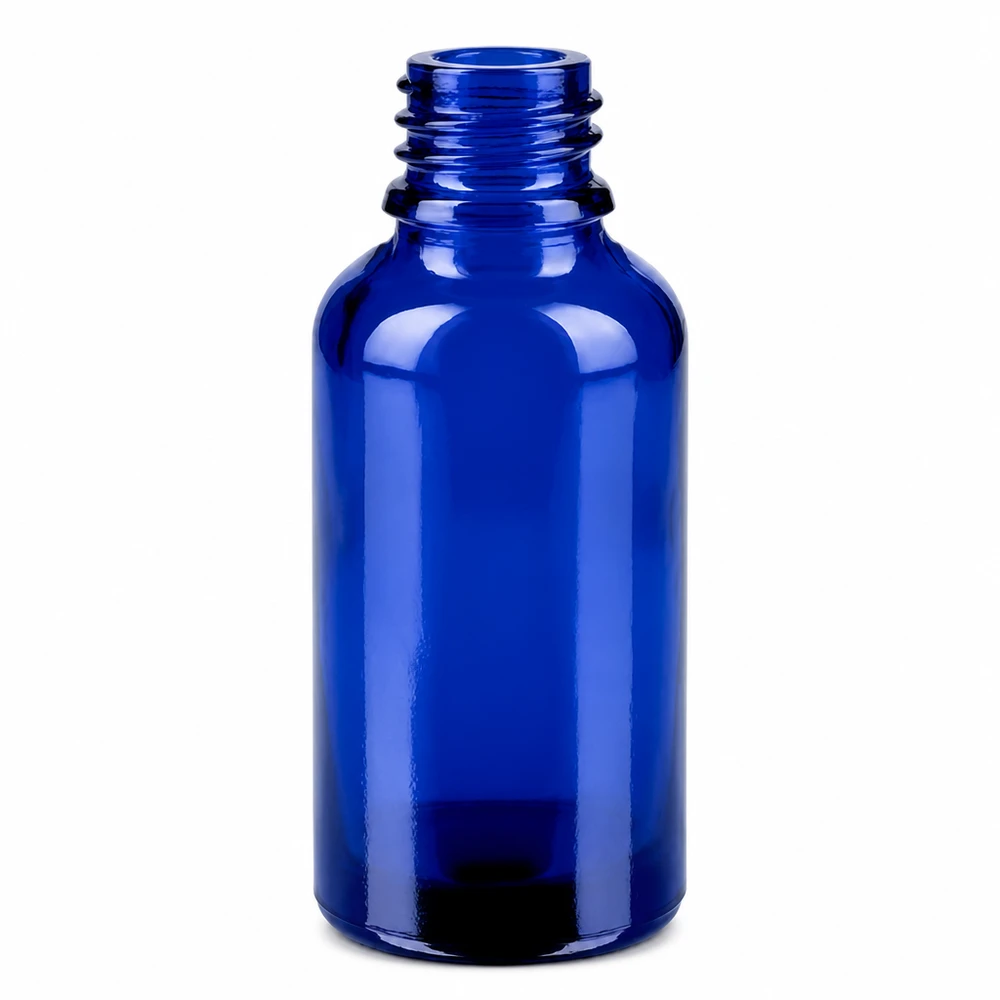 Bottiglia da 30ml 11mm SV w. STD KiSi BlueLine UT18/30 Flacone in vetro con protezione UV da 30 ml in blu cobalto ideale per l'aromaterapia e la cosmesi naturale