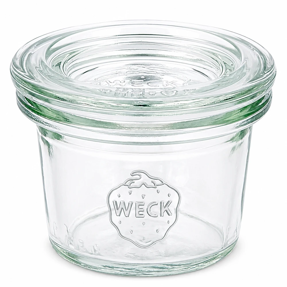 Bicchieri WECK RR40 da 35 ml con coperchio in vetro trasparente per marmellata e conserve
