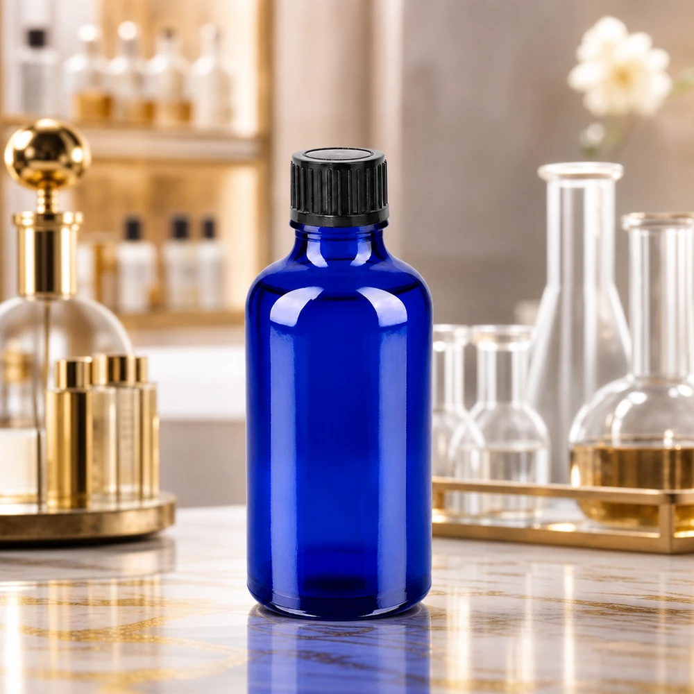 Bottiglia da 50ml 11mm SV nero STD BlueLine UT18/50 Pratico flacone da 50 ml con design ergonomico e superficie antiscivolo per l'uso quotidiano