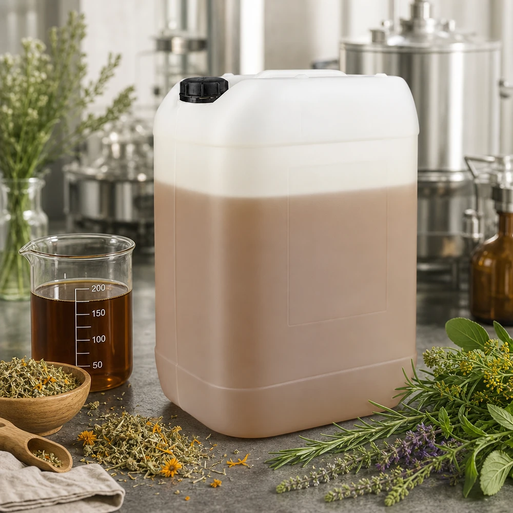 Contenitore da 25 litri per estratti di erbe con tappo originale, per liquidi a base naturale