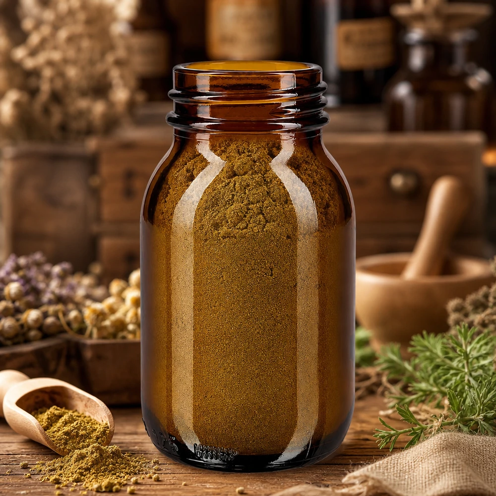 Bottiglia a collo largo da 125 ml in vetro ambrato Bottiglia da farmacista da 125 ml in vetro ambrato con ampia apertura per polveri di erbe e spezie