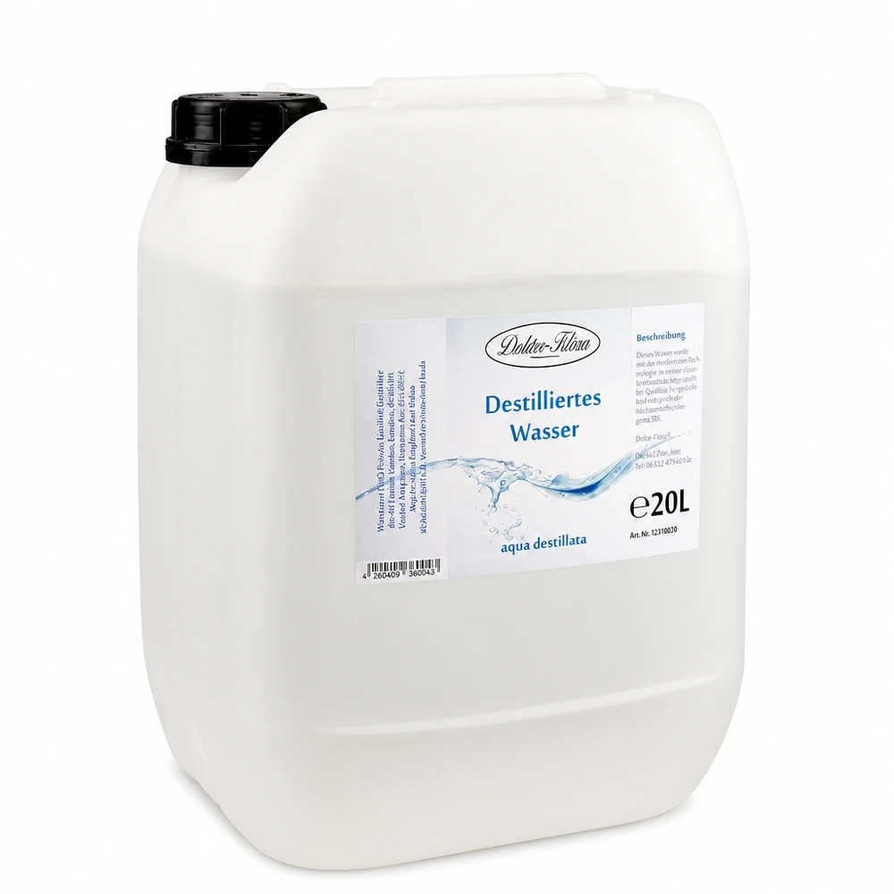 20L Acqua distillata Doktor-Klaus 20 litri di acqua distillata Doctor Claus in tanica di plastica bianca con tappo nero