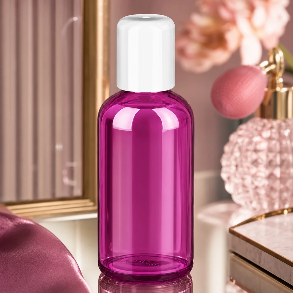 Flacone roll-on da 100 ml bianco standard PurpleLine UT18/100 Moderno flacone in vetro da 100 ml con applicatore roll-on in un attraente colore viola per l'industria cosmetica