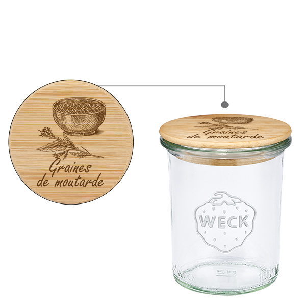 Cassetta in legno "Graines de moutarde" con verre WECK renv