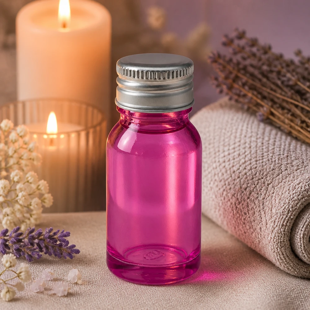 Bottiglia da 10ml tappo a vite 11mm alluminio-argento standard PurpleLine.UT18/10 Pratico flacone per campioni da 10 ml in vetro viola con tappo a vite argentato richiudibile