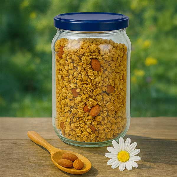 Barattolo rotondo da 1062 ml + coperchio BasicSeal blu UNiTWIST