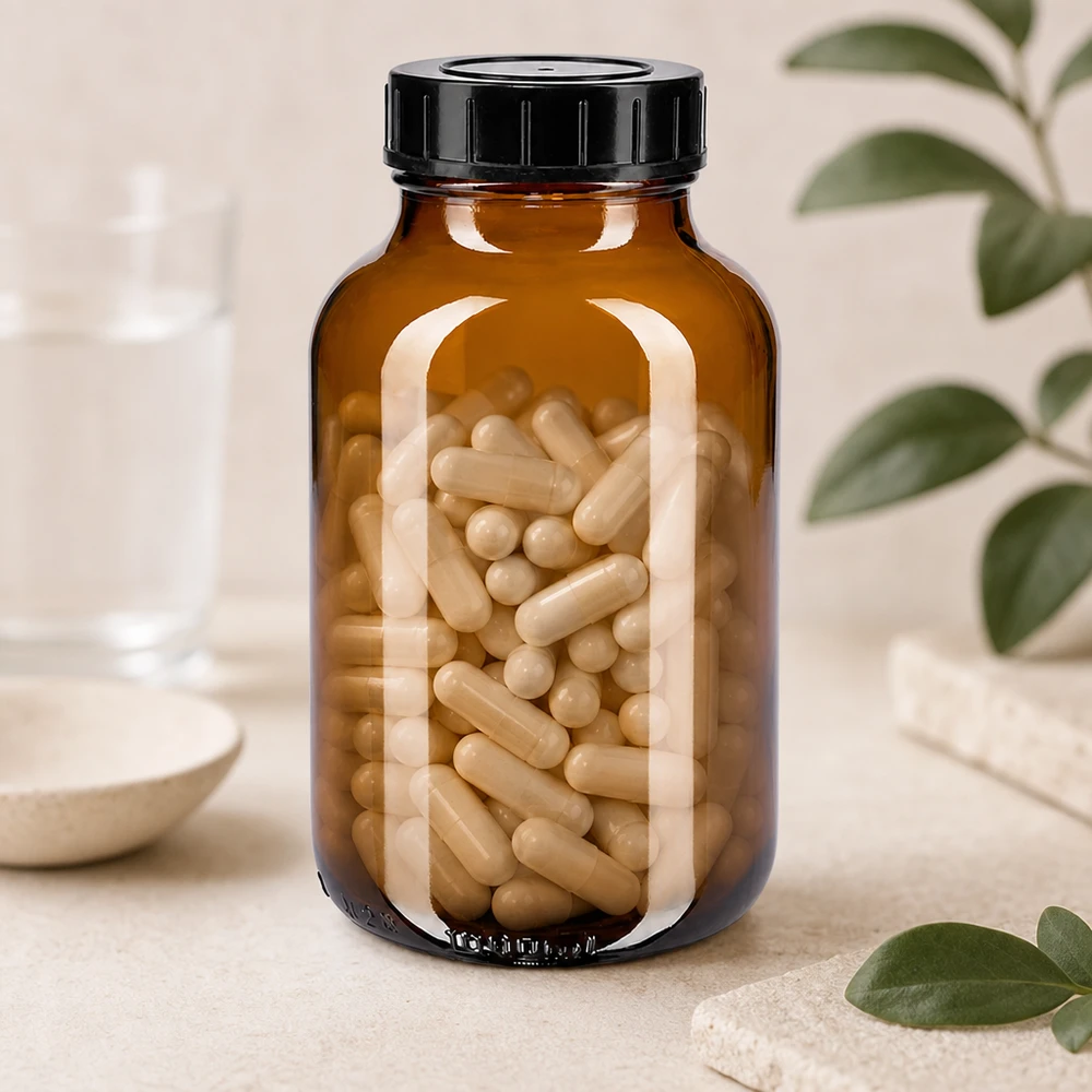 Bottiglia a collo largo da 1000ml in vetro ambrato con tappo a vite Bottiglia grande a collo largo da 1000 ml in vetro ambrato protetto dai raggi UV con tappo a vite sicuro