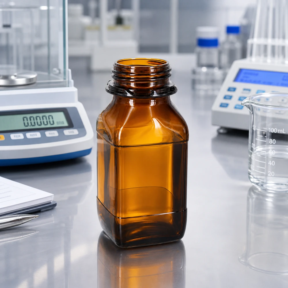 Bottiglia in vetro ambrato da 500 ml con collo largo - Perfetta per le vostre sostanze preziose Bottiglia chimica a collo largo da 500 ml con protezione UV grazie alla colorazione marrone del vetro per applicazioni di laboratorio