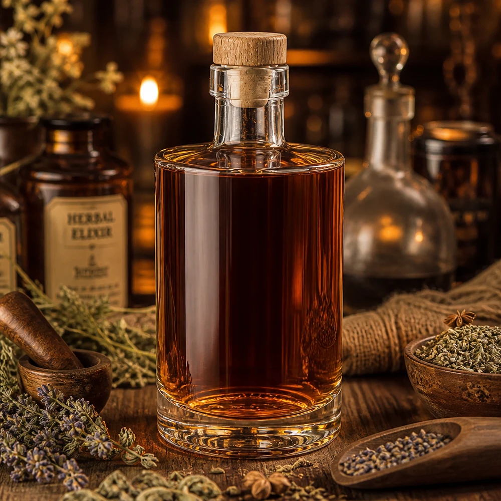 Bottiglia in vetro da 350 ml Galileo con tappo in sughero con impugnatura in legno UNiTWIST®