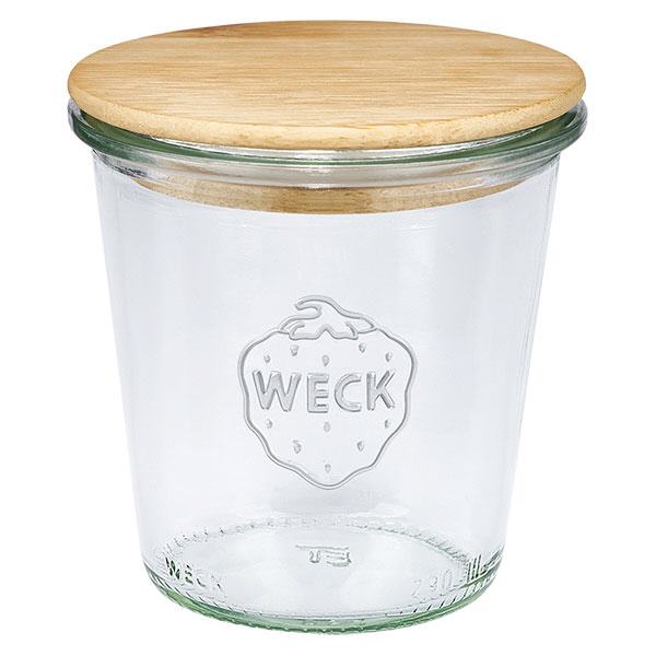 Bicchieri alti da 290 ml WECK RR80 con coperchio in legno