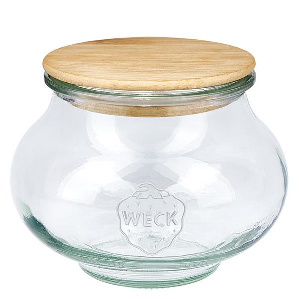Vaso per gioielli WECK RR80 da 560 ml con coperchio in legno