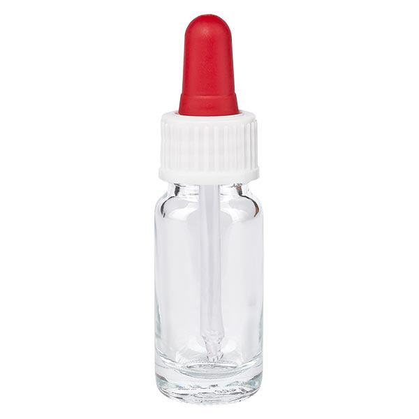 Flacone per pipetta trasparente da 10 ml ST bianco/rosso ApoGlas