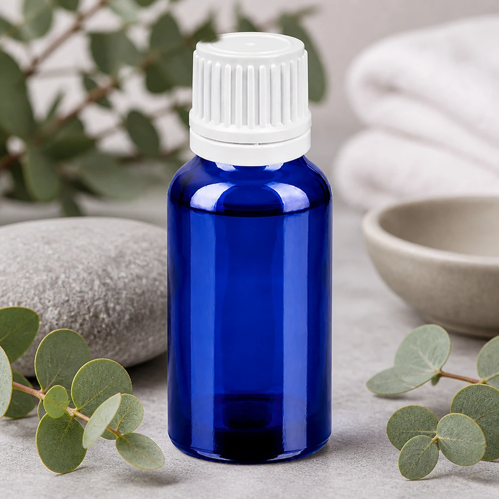 Flacone contagocce da 20 ml 0,7 mm bianco OV BlueLine UT18/20 Apertura precisa del contagocce da 0,7 mm del flacone in vetro da 20 ml per un dosaggio esatto dei prodotti farmaceutici