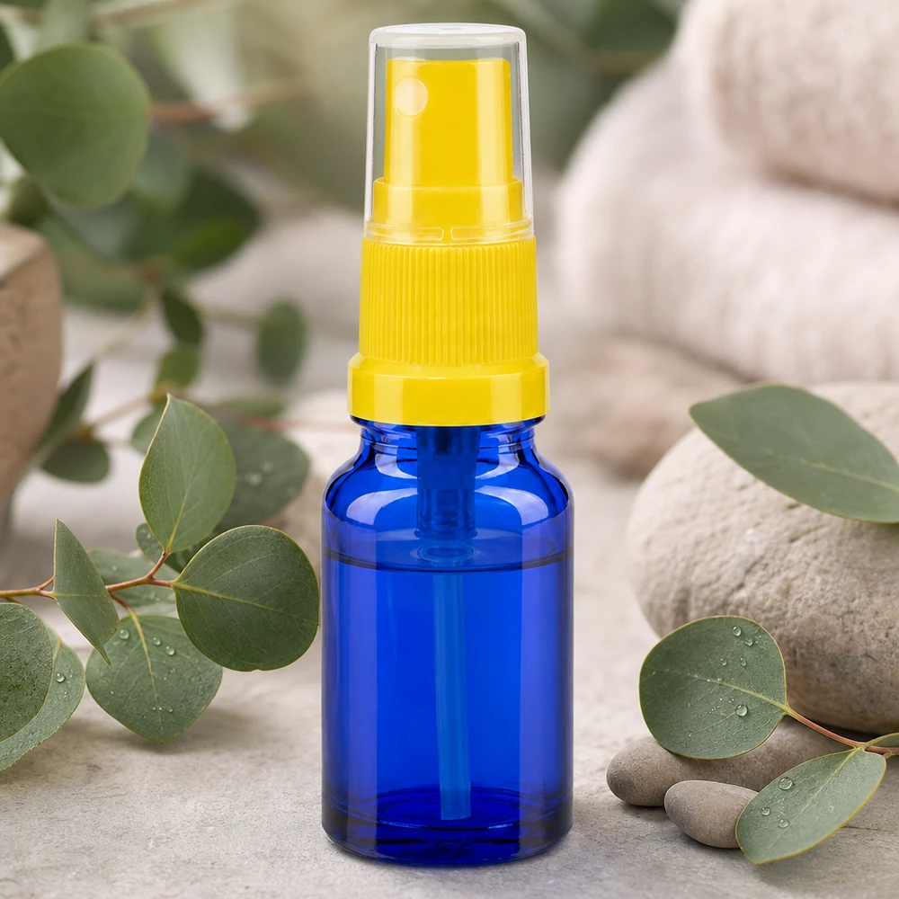 Flacone spray da 10 ml giallo/trasparente STD BlueLine UT18/10 Pratico flacone spray a pompa da 10 ml blu-giallo per i viaggi STD BlueLine UT18 10
