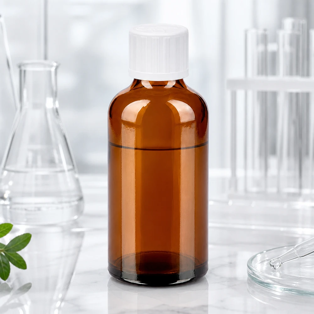 Bottiglia da 50ml 11mm SV w. STD KiSi BrownLine UT18/50 Flacone farmaceutico in vetro colorato da 50 ml con tappo SV a prova di bambino