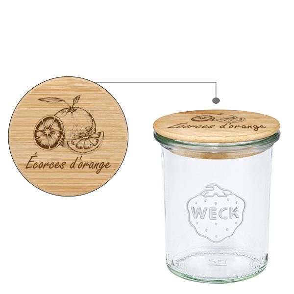 Cassetta in bois "Zestes d'orange" con verre plongean WECK