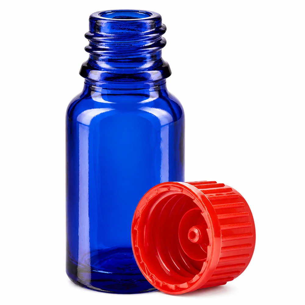 Flacone da 10ml 11mm SV rosso STD BlueLine UT18/10 Flacone di precisione da 10 ml in blu cobalto con filettatura per il dosaggio esatto delle sostanze