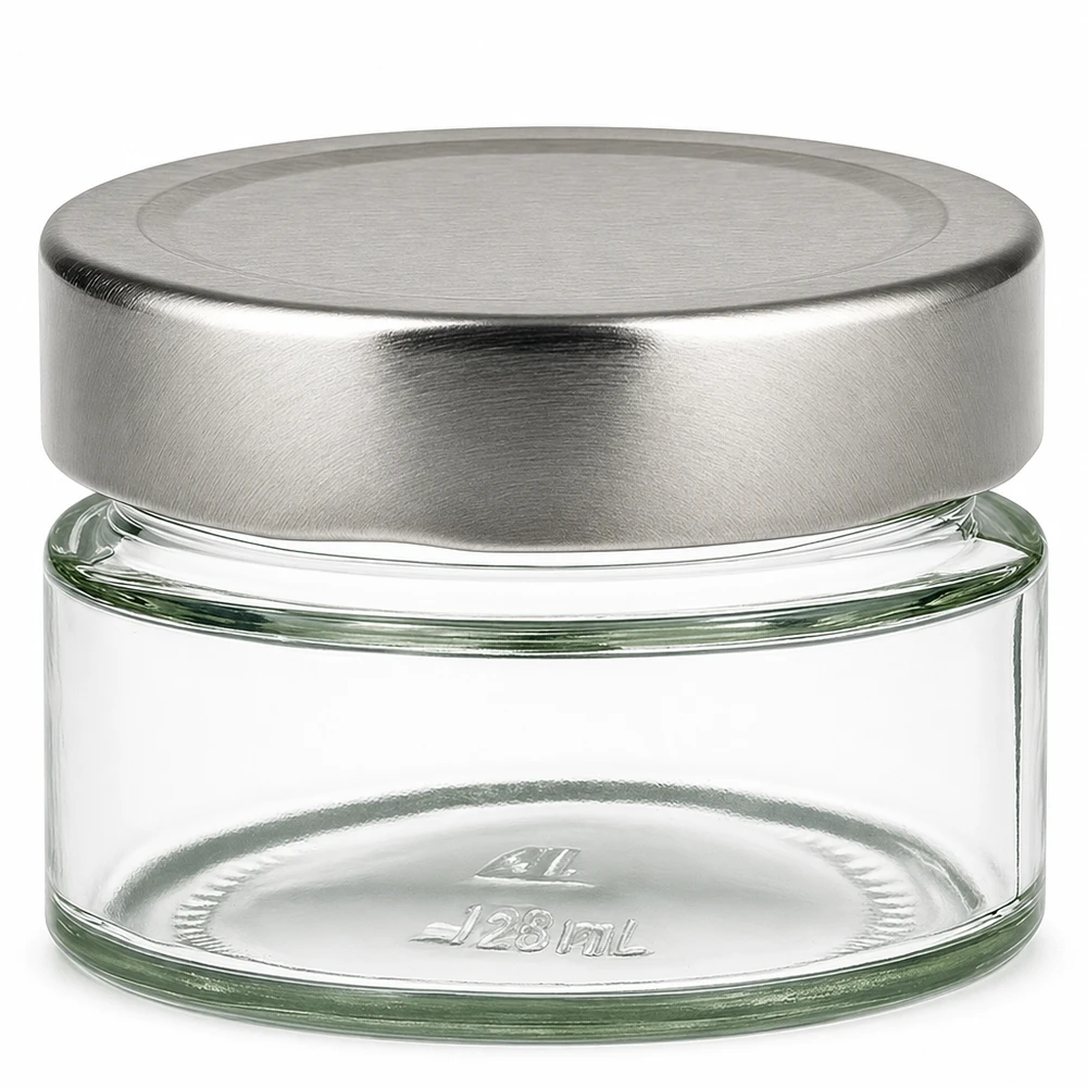 Barattolo rotondo da 130 ml con coperchio BasicSeal argento UNiTWIST Barattolo rotondo da 130 ml con coperchio BasicSeal argento UNiTWIST