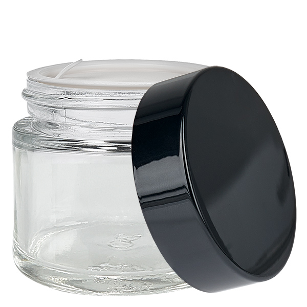 Vasetto di vetro trasparente da 60 ml con coperchio con inserto UNiTWIST Vasetto di vetro trasparente da 60 ml con coperchio con inserto UNiTWIST