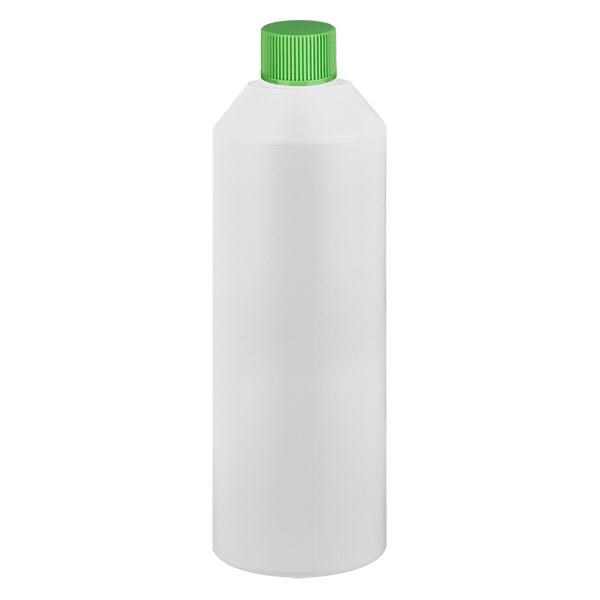 Flacone farmaceutico HDPE 250ml bianco, con tappo verde SV