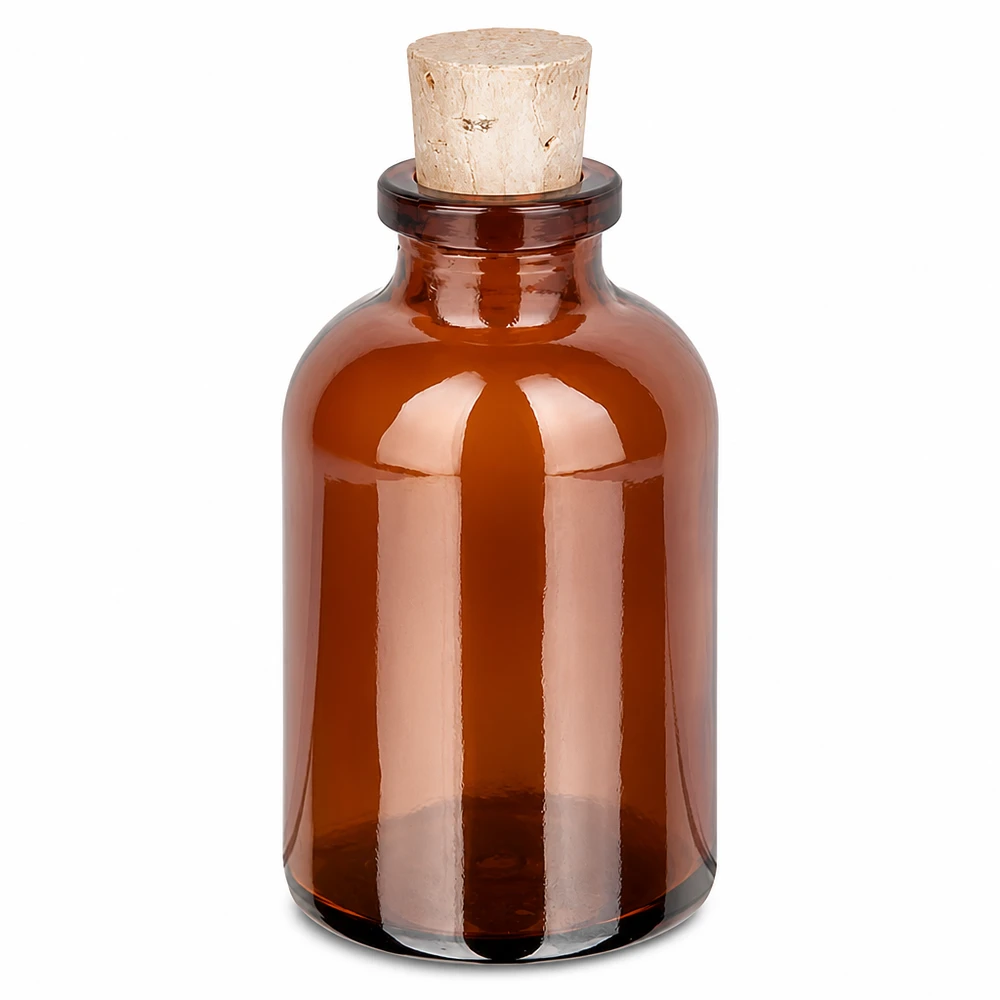Bottiglia in vetro ambrato da 30ml con tappo in sughero da 11/14mm Apotheker Braunglasflasche 30ml mit Kork ideal für Laborflüssigkeiten