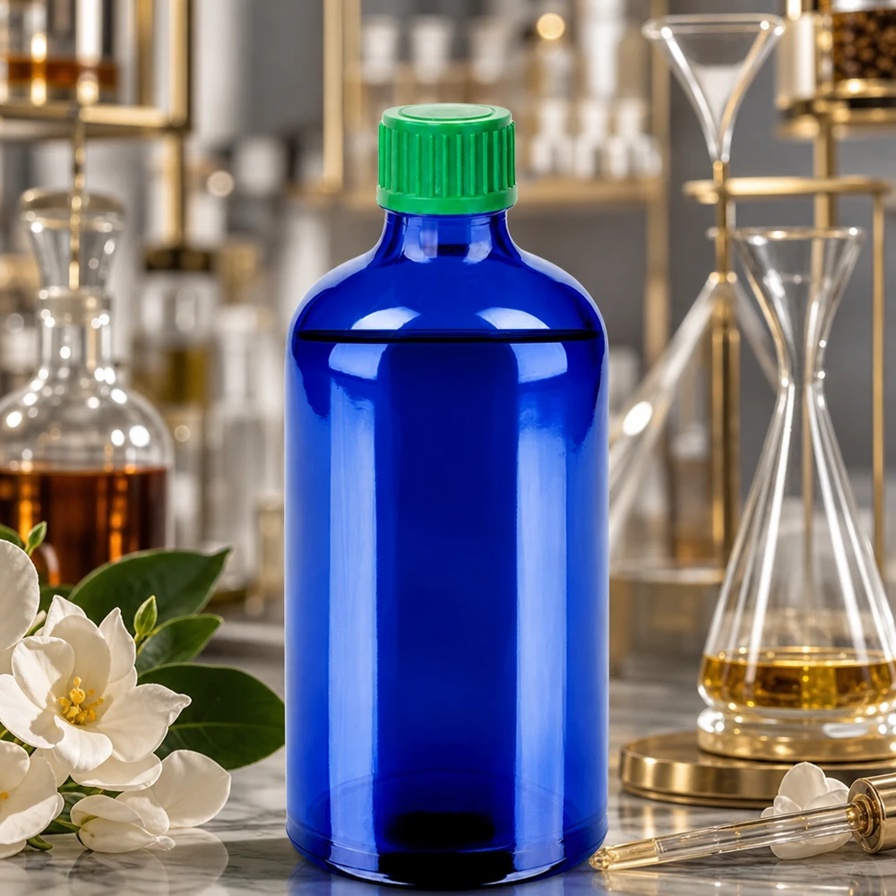 Flacone contagocce da 100 ml 0,8 mm verde STD BlueLine UT18/100 Flacone in vetro blu di alta qualità da 100 ml con tappo in plastica verde per una conservazione sicura