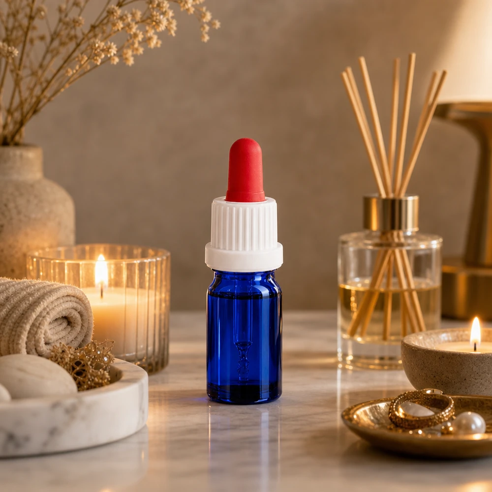 Flacone per pipette da 5 ml bianco/rosso OV BlueLine UT18/5 Flacone per pipetta ricaricabile da 5 ml in robusto vetro borosilicato per un uso ripetuto e professionale