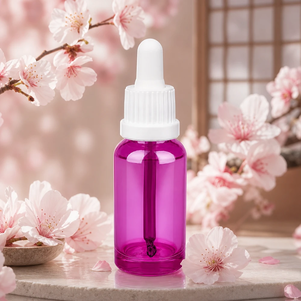 Flacone per pipette da 20 ml bianco Originality con tappo a vite PurpleLine UT18/20 Flacone premium da 20 ml in colore viola con contagocce bianco a prova di perdite per una conservazione sicura