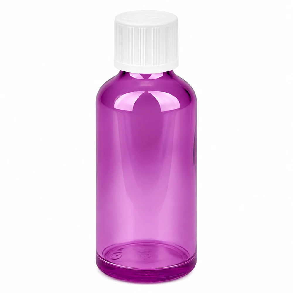 Flacone contagocce da 50 ml 1,2 mm bianco Standard Child-resistant PurpleLine.UT18/50 Flacone dosatore da 50 ml con apertura a goccia da 1,2 mm, perfetto per applicazioni di laboratorio e medicazioni