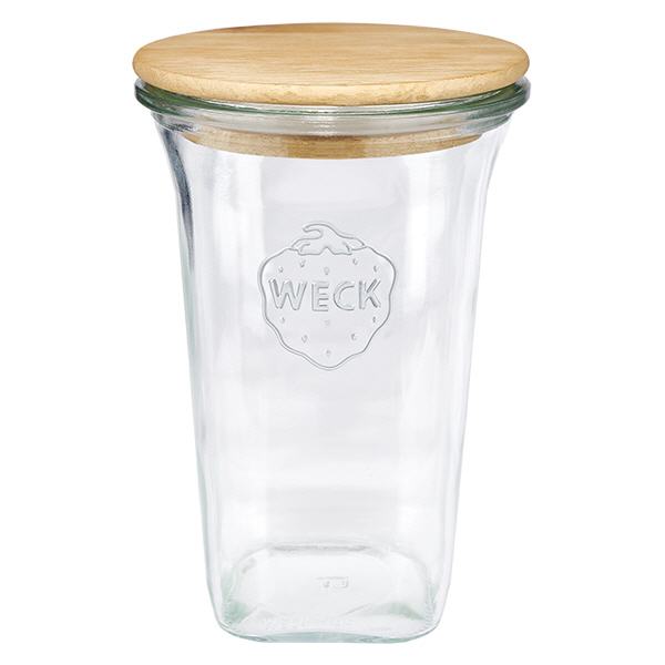 Vaso Quadro da 795 ml WECK RR100 con coperchio in legno