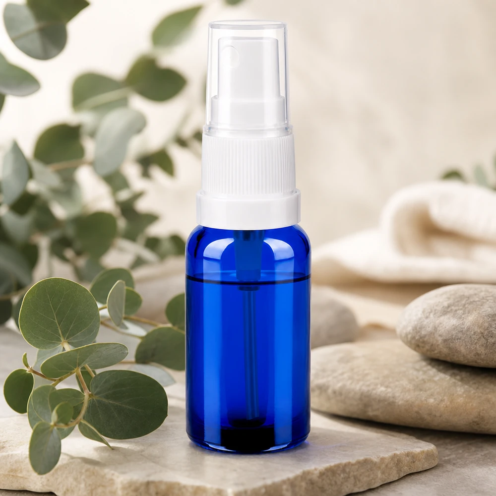 Flacone spray da 20 ml bianco/trasparente STD BlueLine UT18/20 Flacone spray in vetro di alta qualità da 20 ml in blu con spruzzatore a pompa bianco per prodotti di bellezza