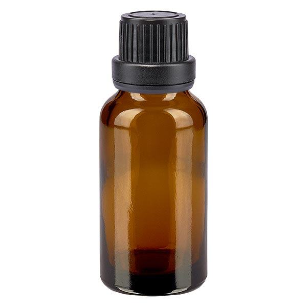Flacone contagocce marrone 20ml OV nero/2mm ApoGlas